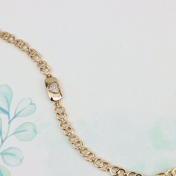 "Elegant Heart Charm Rose Gold Bracelet in High-Polish Finish, XPBL0899 - Picture 3 of 12